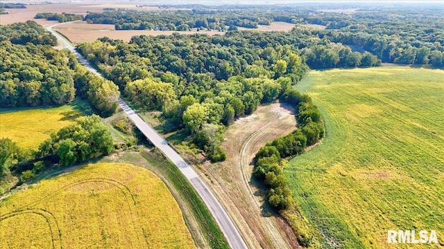 birds eye view of property with a rural view