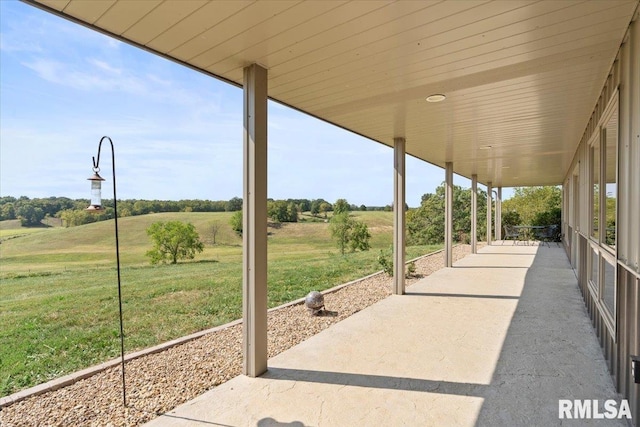 view of patio / terrace featuring a rural view