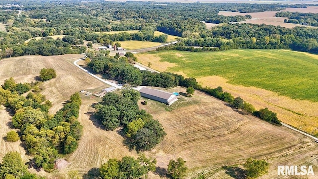 bird's eye view with a rural view