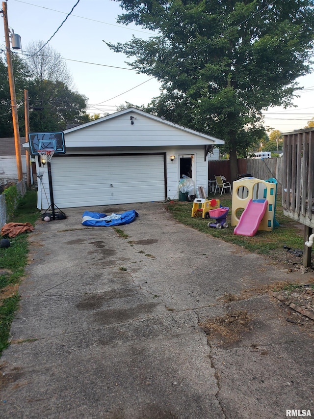 view of garage