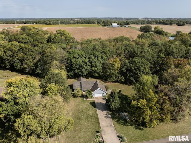 aerial view with a rural view