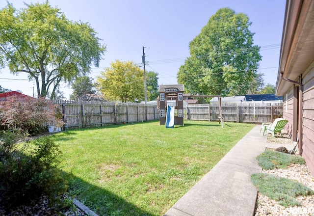 view of yard with a playground