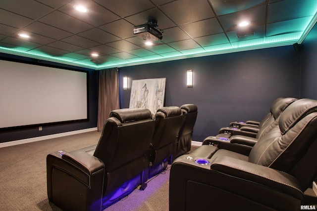 view of carpeted cinema room