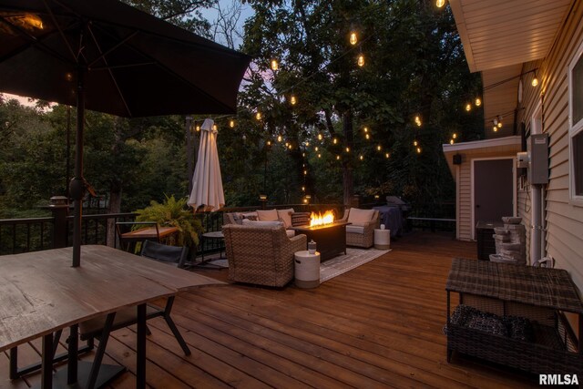 deck featuring an outdoor living space