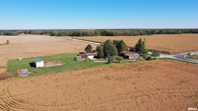 birds eye view of property featuring a rural view