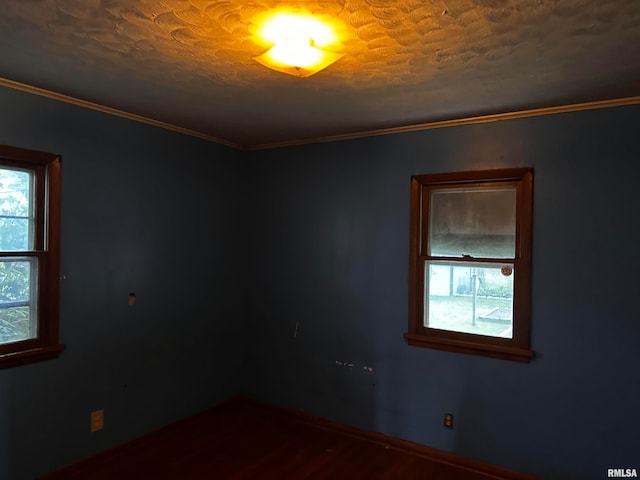 unfurnished room with crown molding