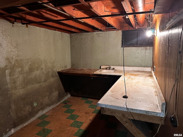 basement with sink