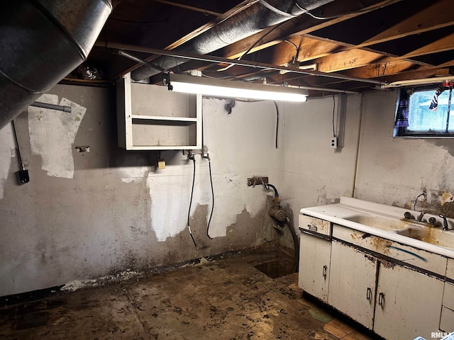 basement with sink