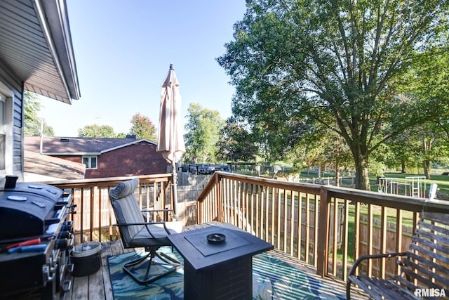 deck featuring area for grilling