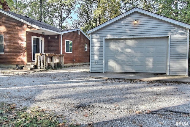 exterior space with a garage