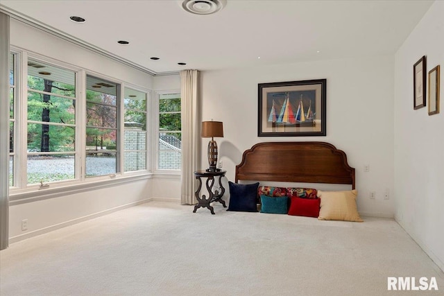 living area with carpet flooring