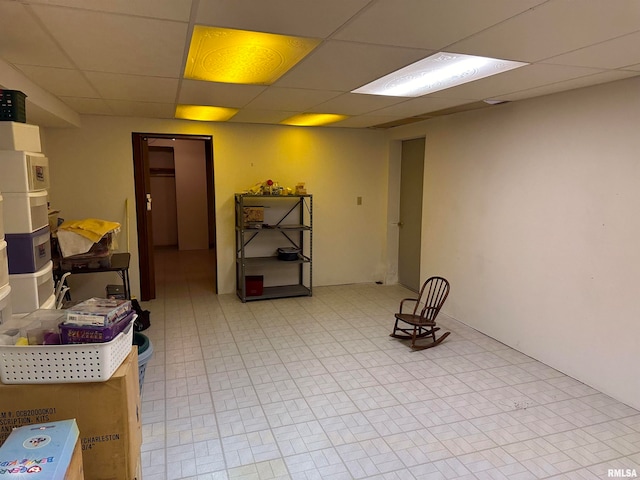 basement with a drop ceiling