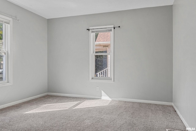 unfurnished room with carpet and plenty of natural light