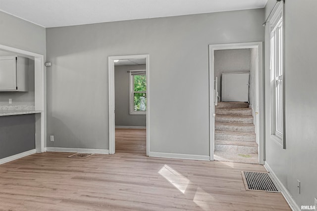 unfurnished living room featuring light hardwood / wood-style flooring