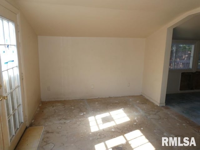 bonus room with vaulted ceiling