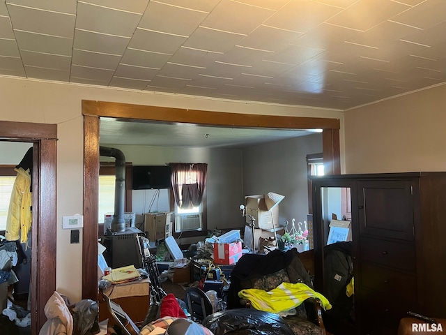 321 N County Road 1200, West Point, IL 62380 - living room with a wood stove and cooling unit