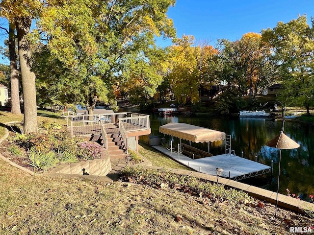 dock area featuring a water view