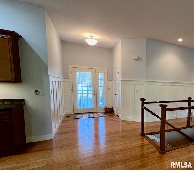 entryway with light wood-type flooring