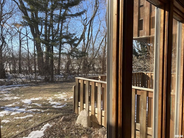 view of yard covered in snow