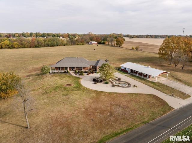 aerial view featuring a rural view