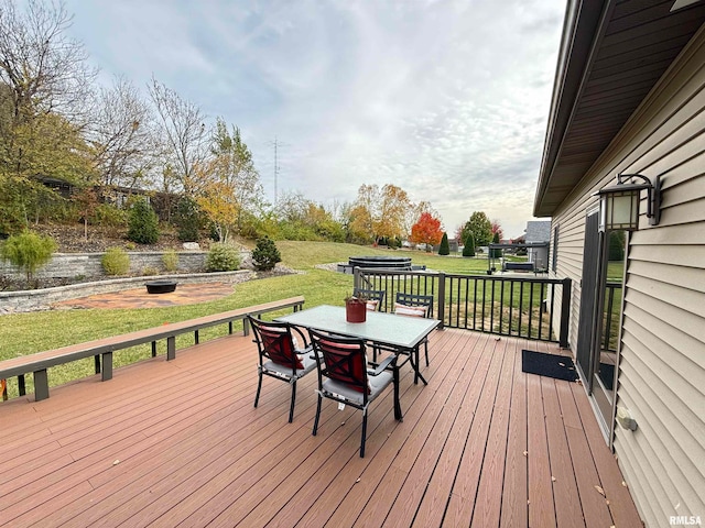 deck featuring a lawn