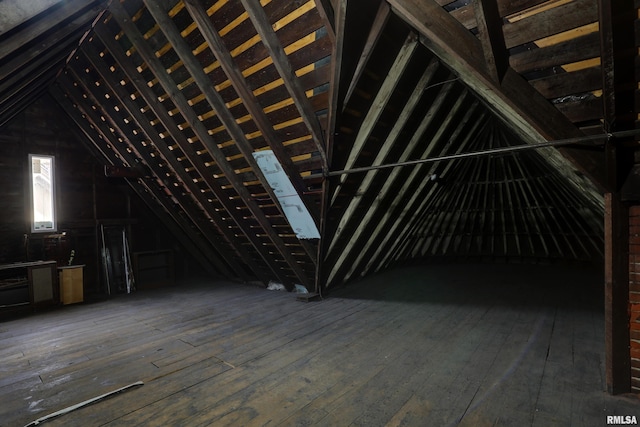 view of unfinished attic