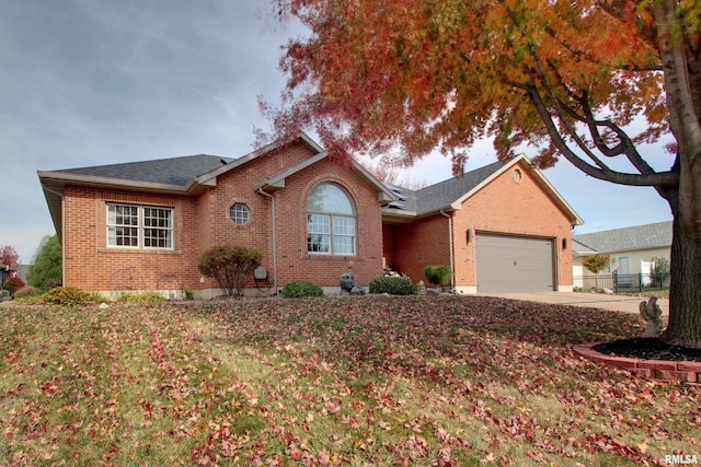 single story home with a garage