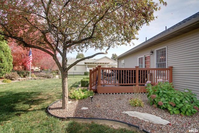 view of yard featuring a deck