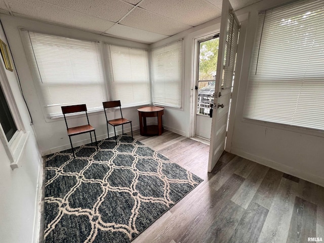 sunroom with a drop ceiling