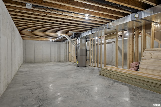 basement with heating unit