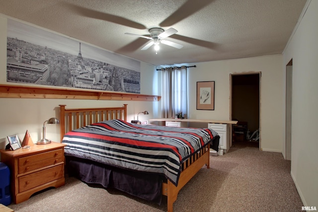 1340 Mulholland St, Nauvoo, IL 62354 - bedroom featuring light colored carpet, a textured ceiling, and ceiling fan