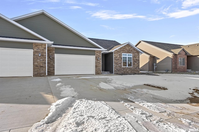 single story home with a garage