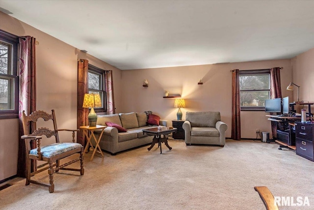 living room with carpet