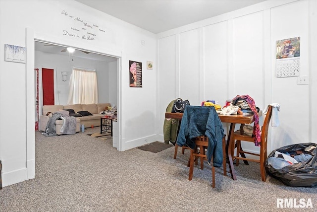 view of carpeted dining room