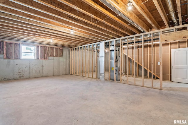 basement with heating unit