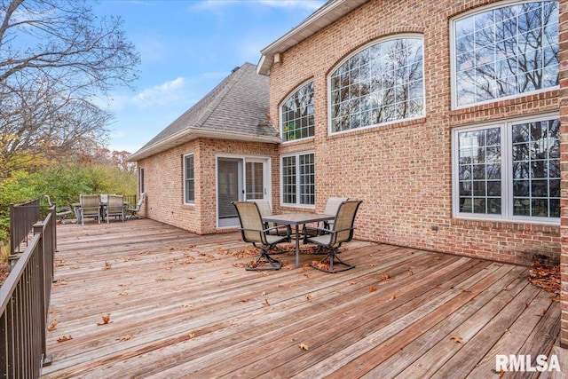 13599 Woodland Dr, Athens, IL 62613 - wooden terrace featuring outdoor dining space