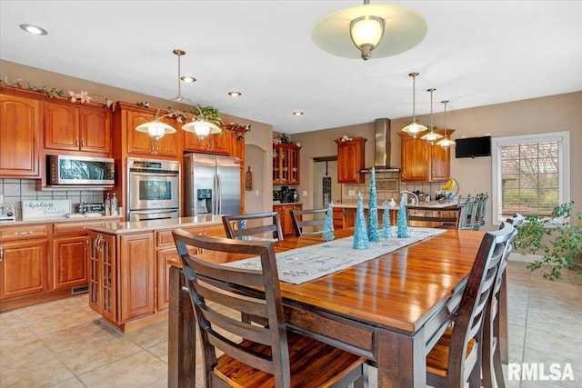 view of tiled dining space