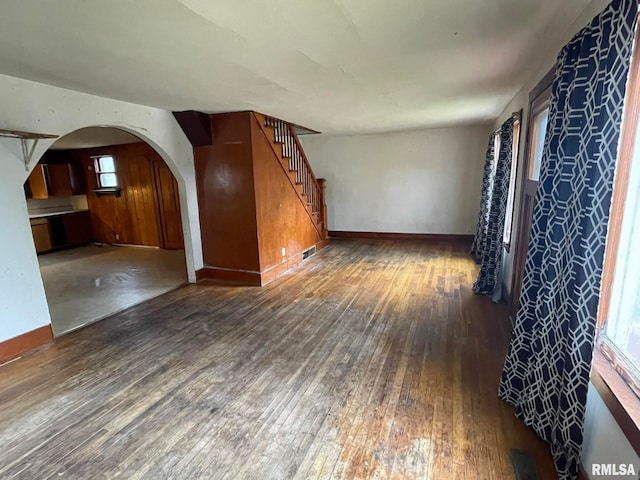 interior space with dark hardwood / wood-style floors