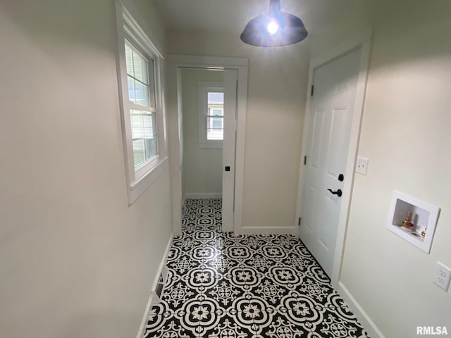 interior space featuring light tile patterned floors