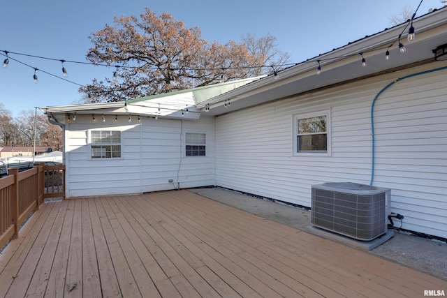 wooden terrace with central air condition unit