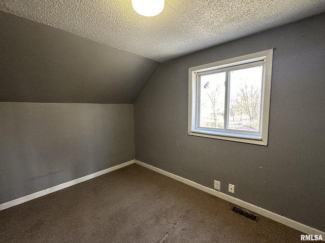 508 S Main St, Abingdon, IL 61410 - bonus room featuring vaulted ceiling, a textured ceiling, carpet floors, and baseboards