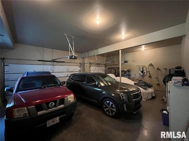 garage with a garage door opener