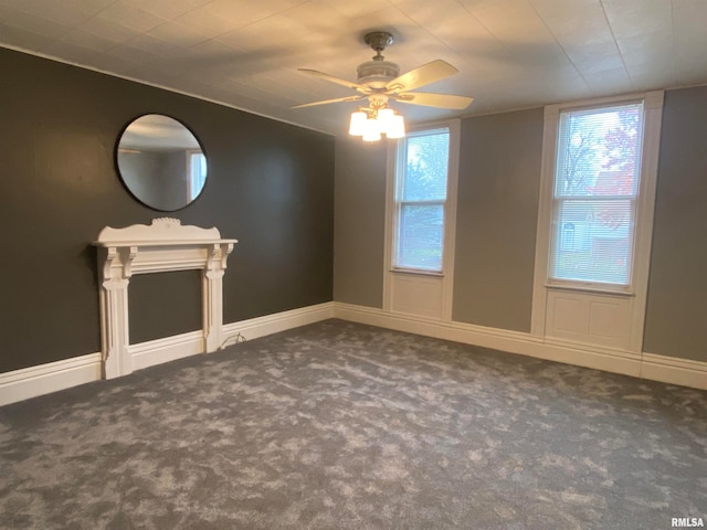 interior space featuring ceiling fan