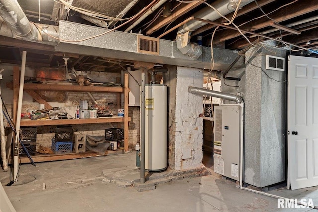 basement with water heater