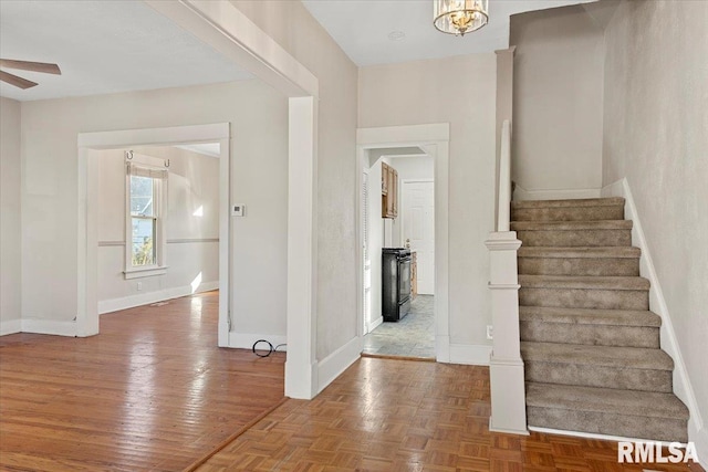 interior space with an inviting chandelier