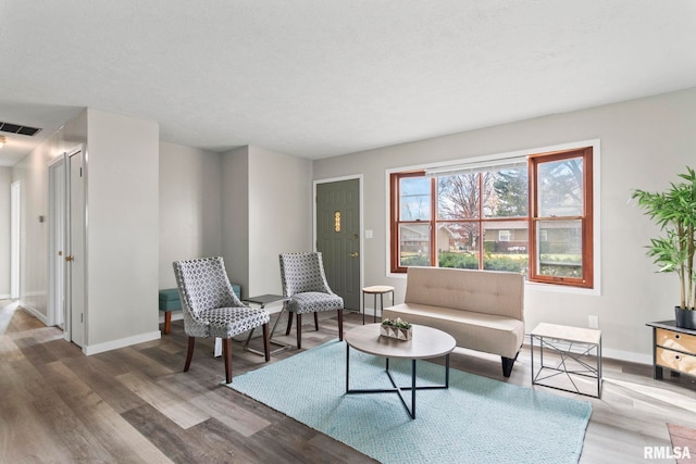 living area featuring wood-type flooring