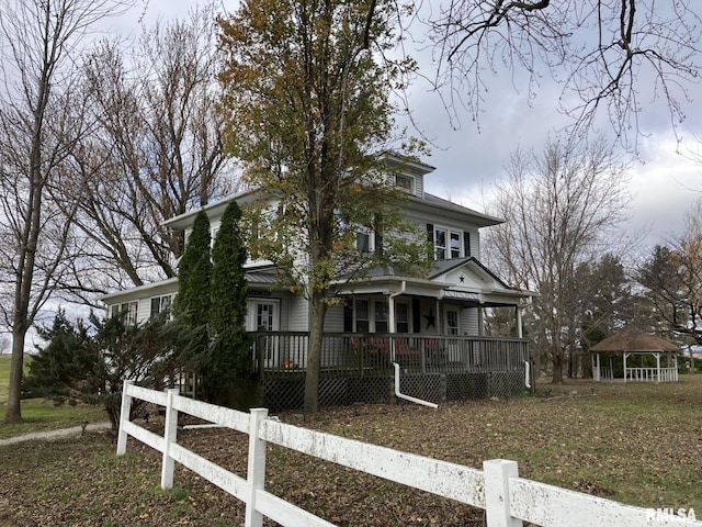 view of front of house with a gazebo