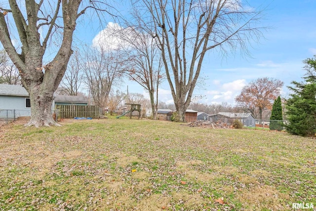 view of yard featuring a playground