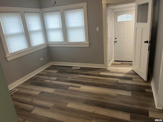 foyer entrance featuring a healthy amount of sunlight and dark wood-type flooring