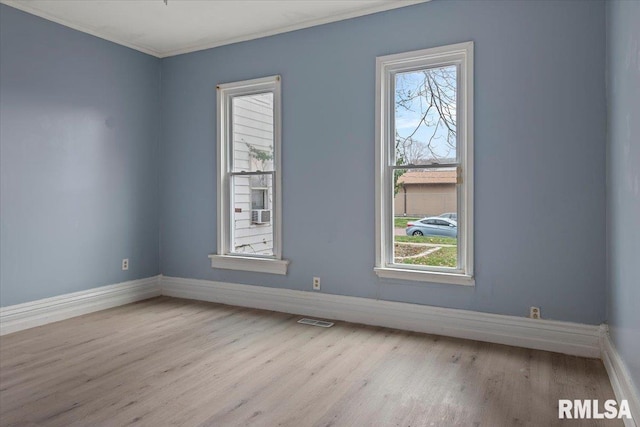 empty room featuring plenty of natural light and light wood-type flooring